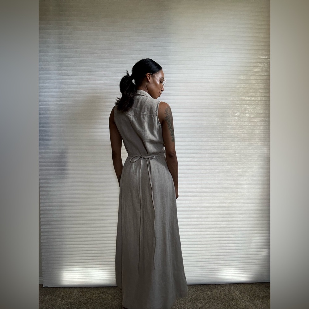Emanuel Ungaro 100% Linen Maxi Wrap Dress - Picture 4 of 10